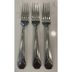 ROYAL ALLEGHENY METAL VIRGINIA PATTERN STAINLESS STEEL Lot of 3 Dinner Forks Vtg